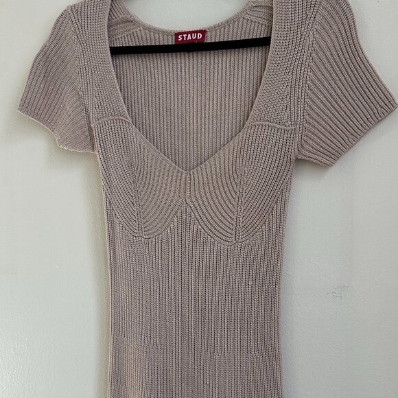STAUD KNIT NEUTRAL DRESS IN SIZE XS - Picture 4 of 6
